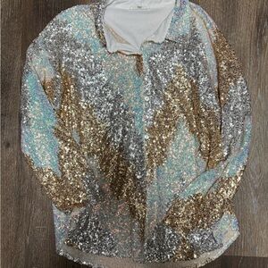12th Tribe Sequin Long Sleeve Top